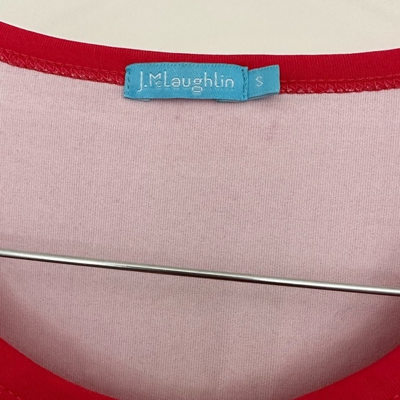 J. McLaughlin Catalina Cloth Blue Red Floral Damask Print Top Small 3/4 Sleeve - Picture 7 of 11